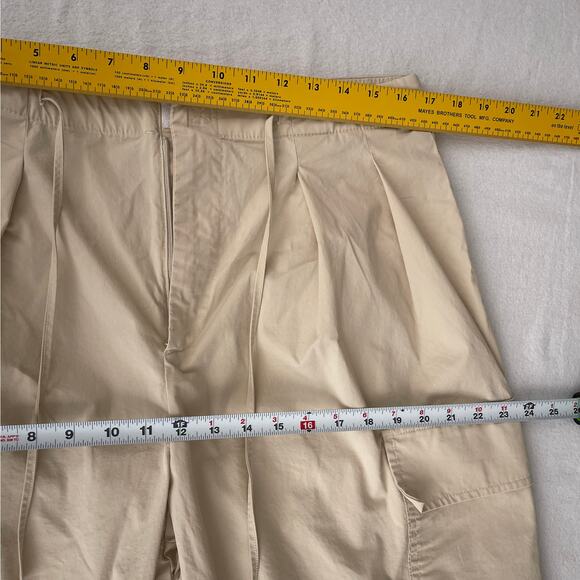 Zara Cargo Parachute High Rise Barrel Balloon Pants Cream Women's Size Large - Picture 7 of 16